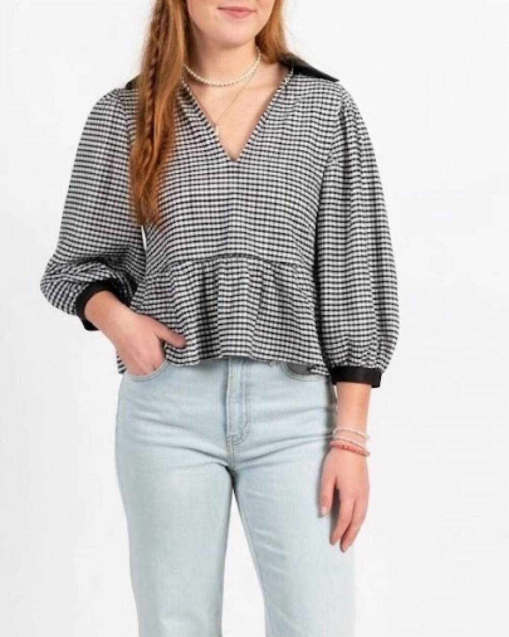 NEW AMELIA'S french gingham top in black